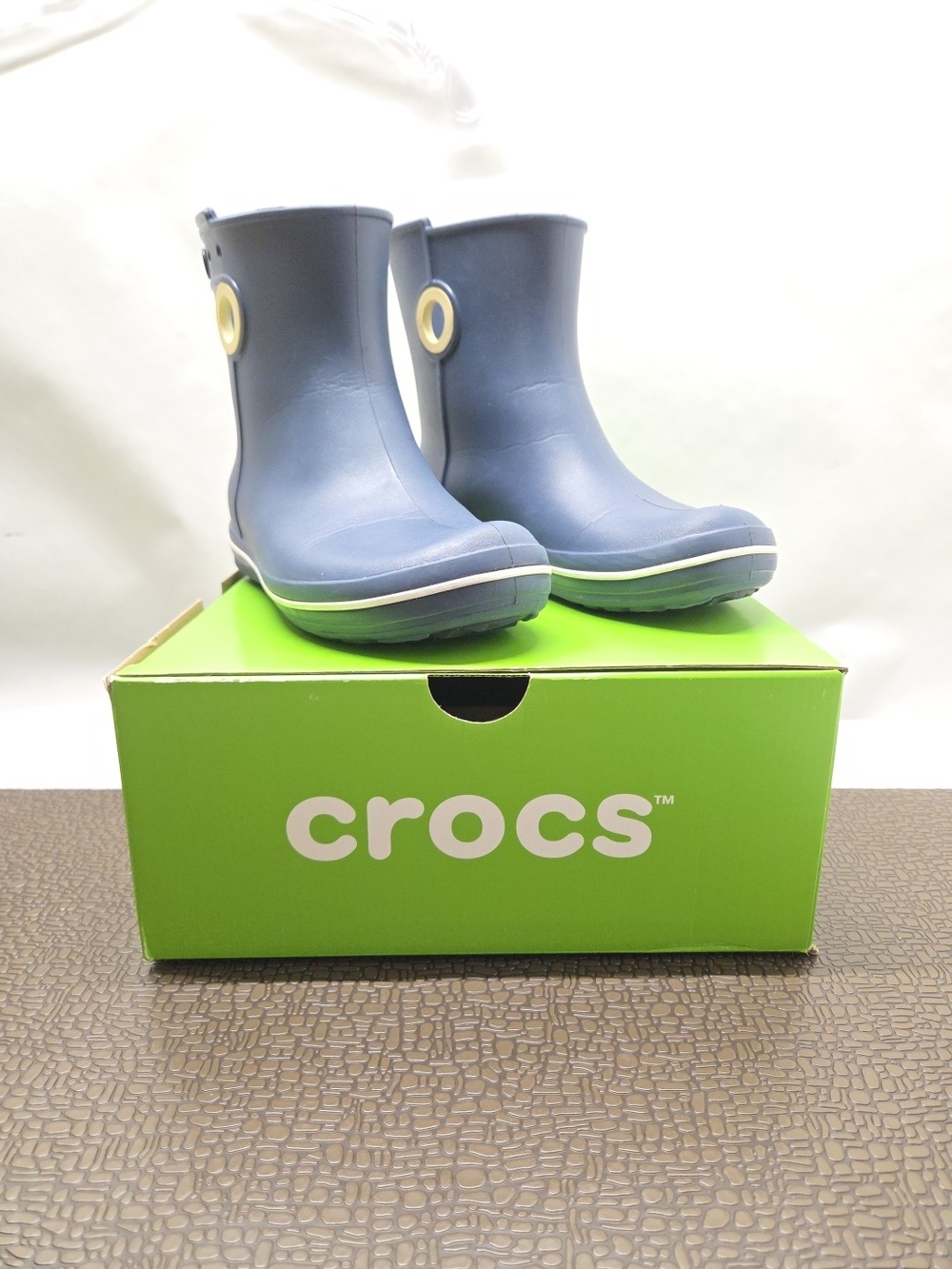 Crocs Jaunt Shorty Rain Boots Pull On Shoes Booties Womens 8 Navy Blue